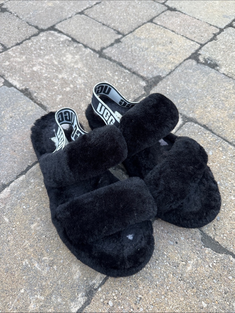 UGG Black Fluff Yeah Slide Sandals